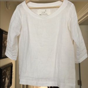 Not Perfect Linen: White linen boxy 3/4 sleeve top